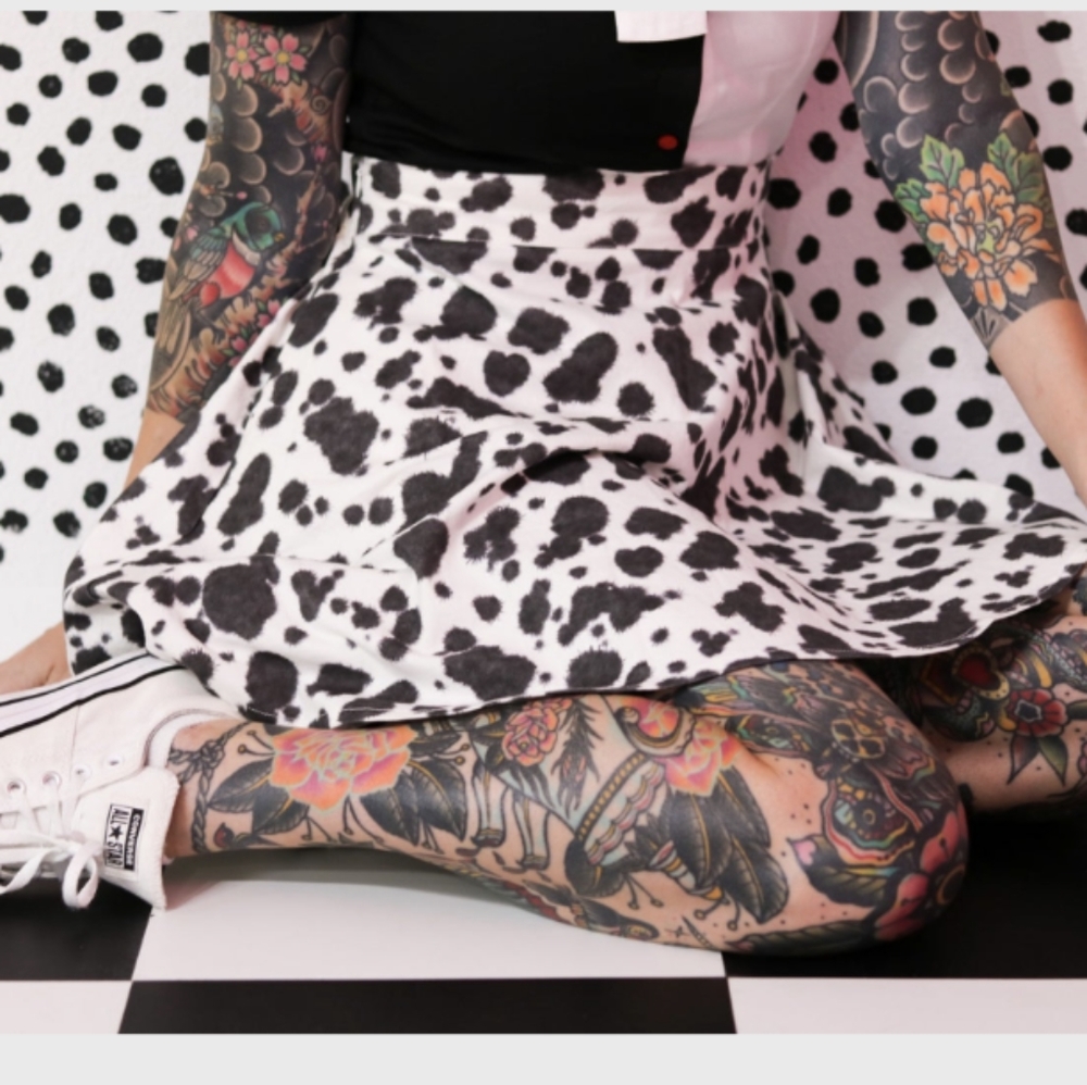 Dalmatian print circle skirt sz L/XL